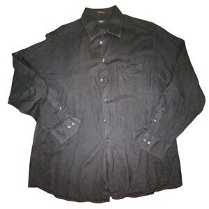 Alfani Black Silk Long-Sleeve Button-Down Shirt For Men Size 16 1/2 34/35
